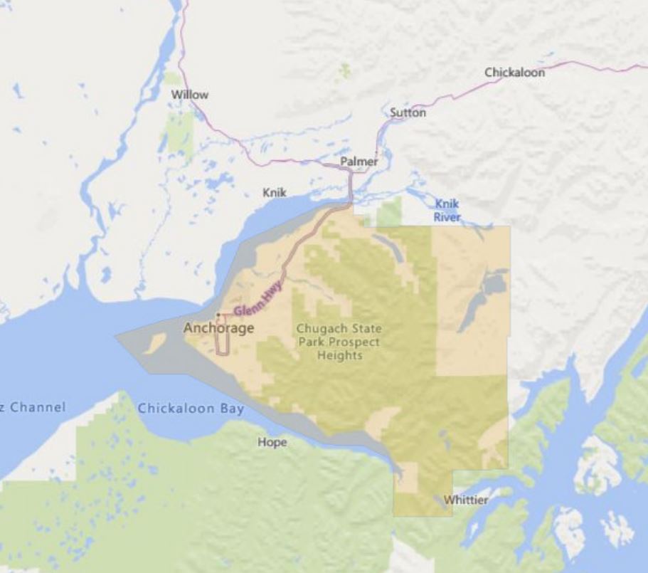 USDA Rural Development Eligibility Map of the State of Alaska, Zoomed In to the Anchorage area